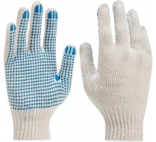 Перчатки рабочие ХБ / рукавицы строительные с ПВХ / 3 нити 7 класс комплект 10 пар