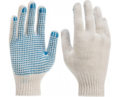 Перчатки рабочие ХБ / рукавицы строительные с ПВХ / 3 нити 7 класс комплект 10 пар